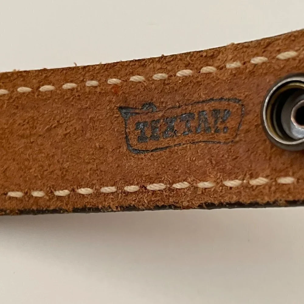 Handmade Set of Two Brown Leather Snap Closure Cowgirl Cuff Bracelets Large